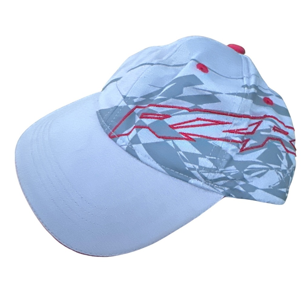 Polaris RZR Racing Hat White Grey Checkered Red Embroidered Cotton Baseball Cap